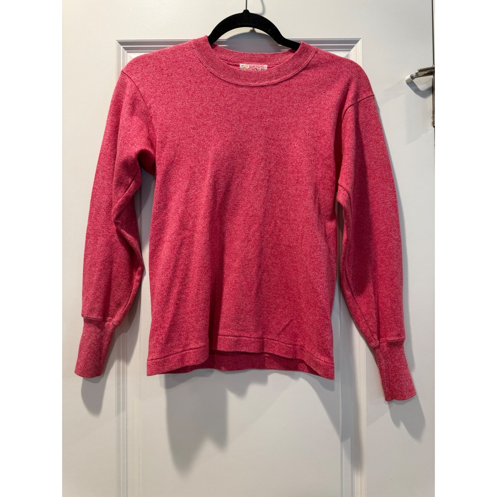 Vintage Three Gun‎ Pink Cotton Crewneck Sweatshirt Long Ribbed Cuffs Size 85
